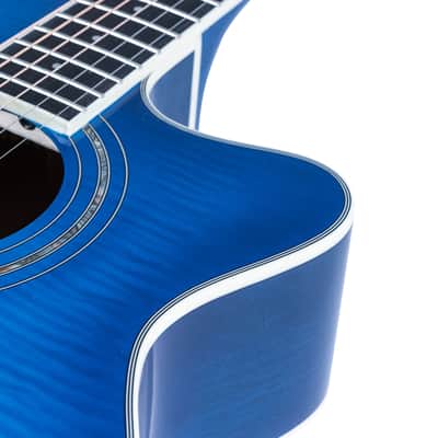 Washburn EA15 Festival Series Mini Jumbo Cutaway Acoustic Electric Guitar - Flame Transparent Blue (EA15TBL-U) image 9