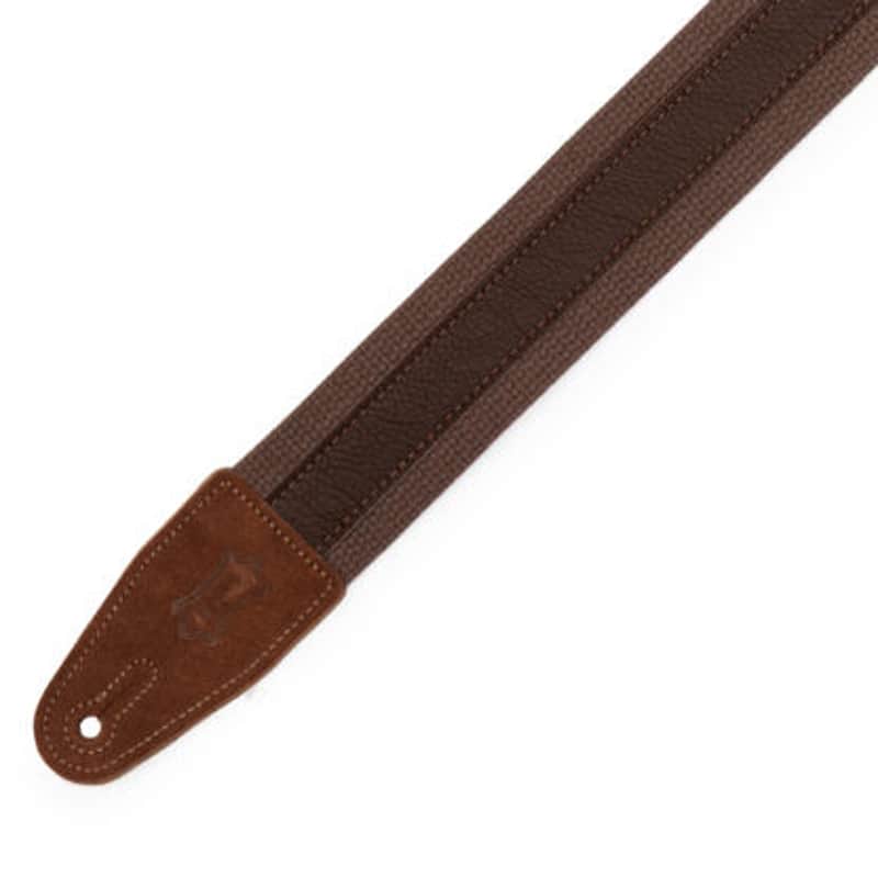 Levy's MC2CG 2 Inch Cotton / Leather Guitar Strap - Brown image 1