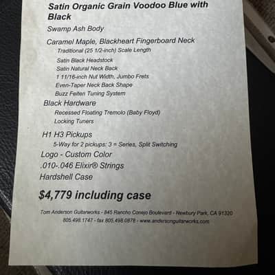 Tom Anderson Angel Player Satin Organic Grain Voodoo Blue blue with Black. 2023 image 14