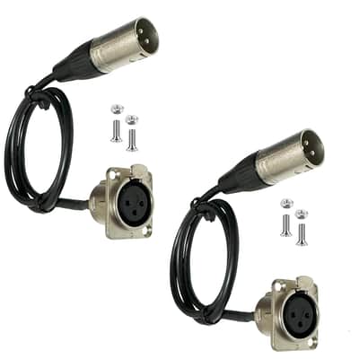 Premium XLR Pass Through Cable, No Solder, for Stage Box, Patch Panel, Floor Box - No Solder for Pro Audio Installations (Female to Male 2-Pack) image 1