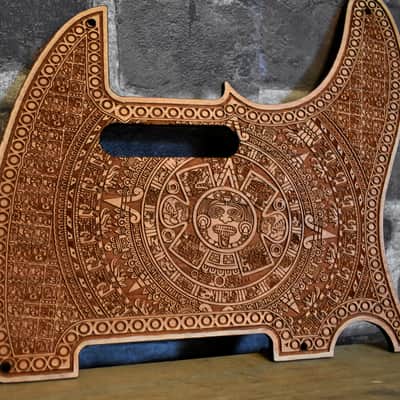 Wood Pickguard for Fender Telecaster Laser engraved Real Cherrywood with Unique Artwork image 2
