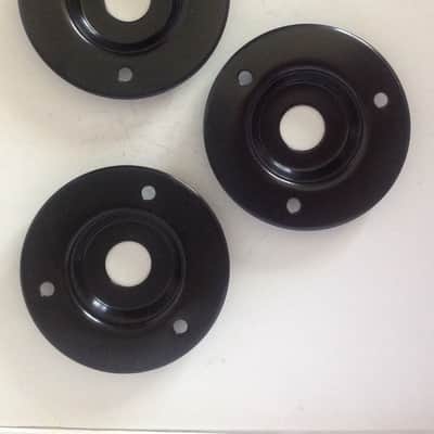 3 Pack Round Black Metal 1/4" Speaker Jack Plate For Amplifier Cabinet 2" Diam image 1