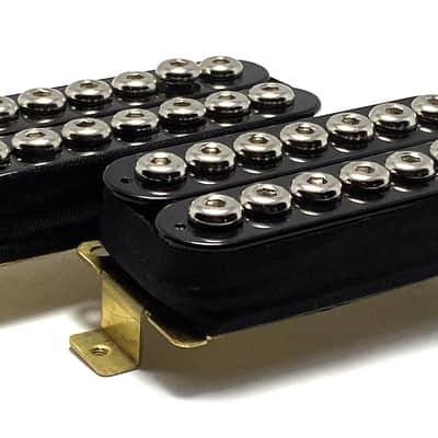 7 String Crusaders Humbucker Pickup Set, Bridge + Neck Collaborative HH Set, Black with Chrome Poles image 2