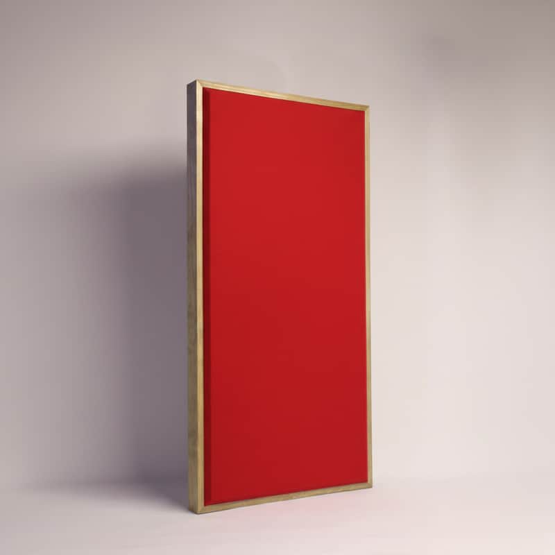 Custom Framed Acoustic Wall Panel | Cool Red Fabric & Classic Grey Wood Frame | Furniture-Quality Sound Absorbing Panel | Recording Studio, Home Studio, Mixing Room, Podcast Studio, Home Theater, Listening Room, Office & Vocal Booth | Made in USA image 1