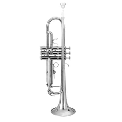 🎅🎄 For Pros and Beginners! Silver (Chrome) Unmarked Trumpet with Case/Bag/Pack +Strap +Cloth! image 4