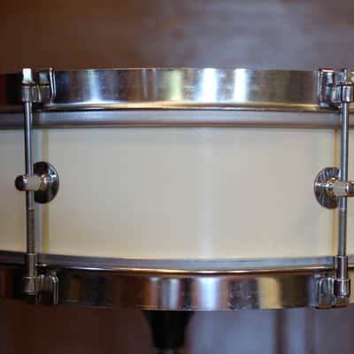 1960s Rogers Classmate Snare Drum in White Lacquer 4"x13" image 5