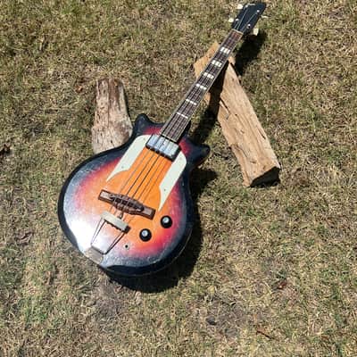 Vintage Airline Pocket Bass Guitar 1960’s - Sunburst Beat to H E Double Hockey Sticks and Ready to Roll! image 2