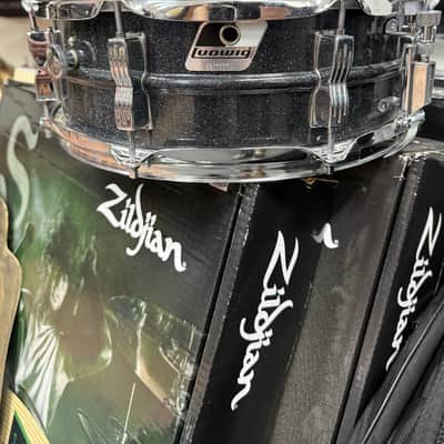Ludwig LM404 Acrolite 5x14" 8-Lug Aluminum Snare Drum with Black/White Badge 1994 - 2012 - Black Galaxy image 1