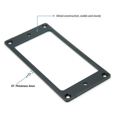 2Pcs Flat Metal Humbucker Pickup Mounting Ring Set - Bridge Neck Pickups Cover Frame Replacement Part For Electric Guitar Or Precision Bass (Black) image 3