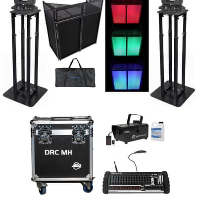 2) American DJ Focus Flex Wireless DMX Moving Head Lights+Case+Stands+Controller image 1