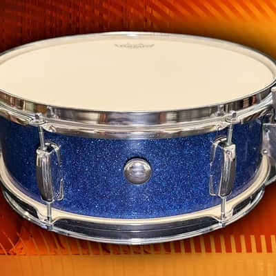 Majestic Drums 5x14" 6-Lug 'Stencil' Snare Drum (1960s) in Blue Sparkle image 3