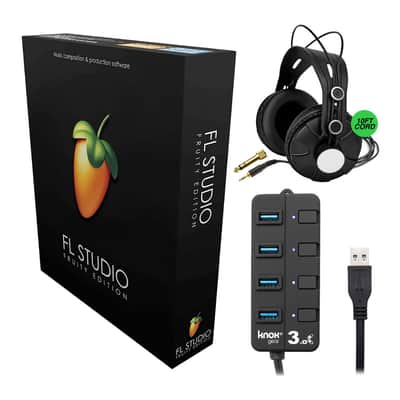 FL Studio 20 - Fruity Edition (Boxed) Bundle with Knox Gear Closed-Back Monitoring Headphones & Knox Gear 4-Port USB 3.0 Hub (3 Items) image 1