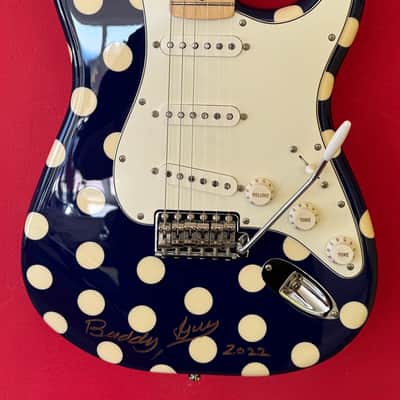 Signed by Buddy - Fender Buddy Guy Artist Series Signature Stratocaster - Blue with White Polka Dots image 3