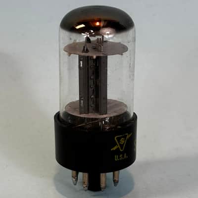 1960s Sylvania 6SN7GTB Vintage Black Plate Halo Getter Tube! Valve! T545 image 4