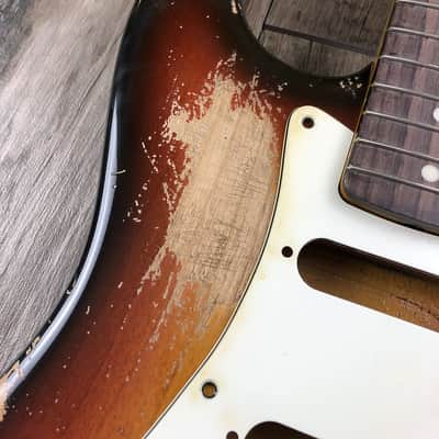 Made to Order - FRANCHIN Mercury guitar body JOHN FRUSCIANTE REPLICA Relic Aged 3-Color Sunburst 100% Nitro Lacquer Alder Stratocaster-Strat-S-Style Made in Italy image 5