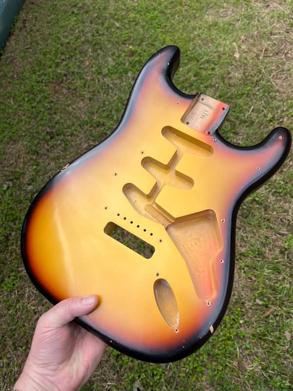 MJT Vintage Aged Nitro Guitar Body VTS 3 Tone Burst Body Only No  Parts Incuded image 1