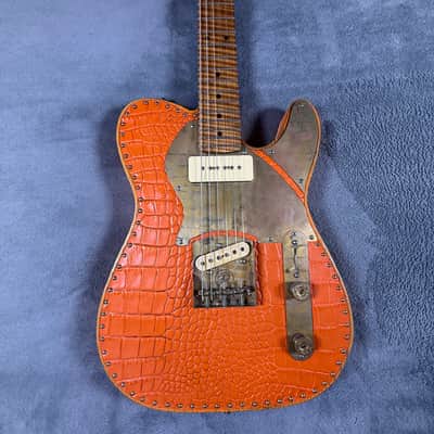 Paoletti Nancy Leather top 2019 - Orange Crocodile Leather Top image 4