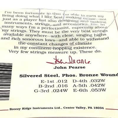John Pearse Guitar Strings Acoustic Phosphor Bronze #600L Light image 2
