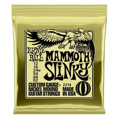 Mammoth Slinky Ni-Wnd Elect-Guitar Strings 12-62 w/ Wnd-G Set - world standard special-tempered+tinned steel & ni-plated wrap on steel hex core image 1