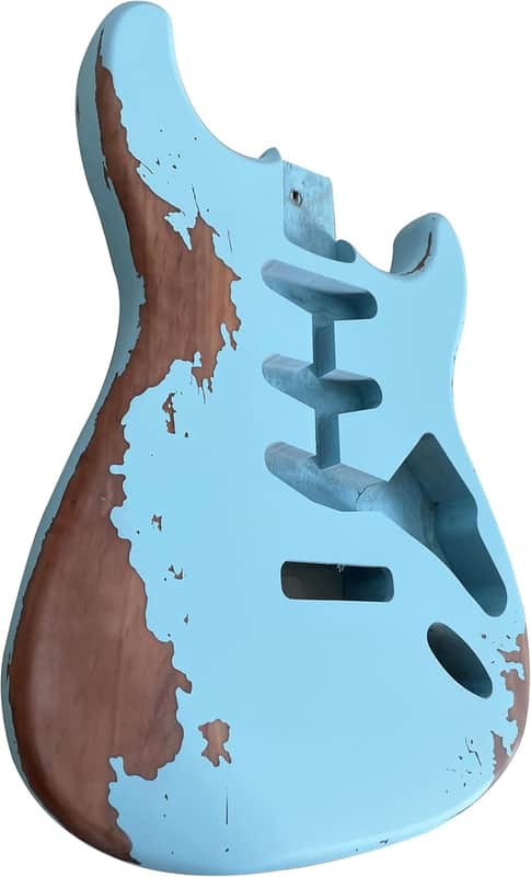 Electric Guitar Body Stratocaster Style Nitro Top Wood DIY Guitar Body S-S-S pickups Heavy Guitar Body Blue image 1