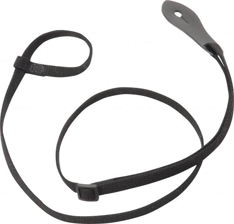 Levy's Cotton Webbing Mandolin Strap 3/8" with leather end and loop end Black image 1