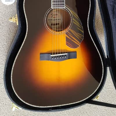 Fender Paramount PD-220E Dreadnought Acoustic Electric Guitar, 3-Color Vintage Sunburst, Hard Shell Case image 2