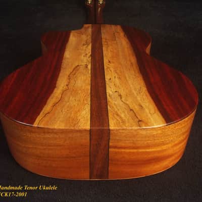 Handmade Tenor Ukulele, Solid Spalted Rosewood & Spruce, May Lily Floral Inlay, Soft-bag, Bruce Wei UCK17-2001-1 image 9