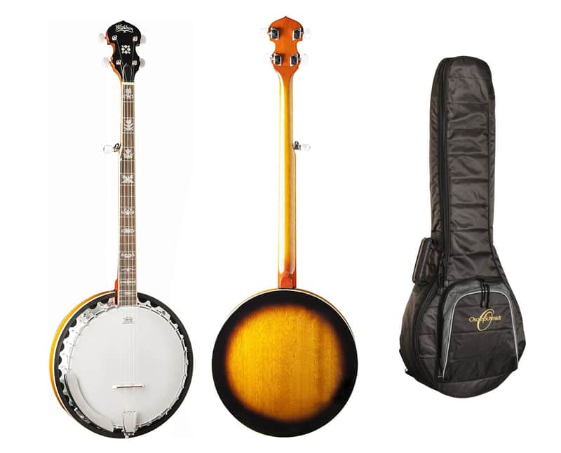 Washburn Americana 5-String Resonator Banjo w/ Floral Fingerboard Inlay+OS Deluxe Padded Banjo Gig B image 1