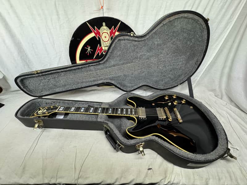 Yamaha Super Axe SA-2100 SA2100 Semi-Hollowbody Guitar with Epiphone Case - MIJ Made In Japan - Black image 1