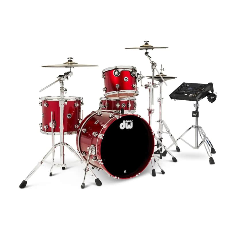 FREE TOM REBATE! - DW DWe 4pc Complete Electronic/Acoustic Drum Set w/Roland V71 Black Cherry Metallic image 1