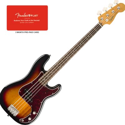 Squier Classic Vibe ‘60s Precision Bass Guitar, Laurel Fingerboard, 3-Color Sunburst w/ Fender Play Card image 1