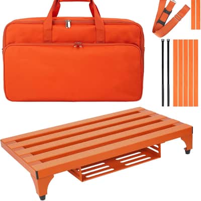 Super Light 3.3 lb Guitar Pedal Board 22" x 12.5" Aluminum Alloy Pedalboard with Power Supply Cradle (Orange, APB-22OR) image 1