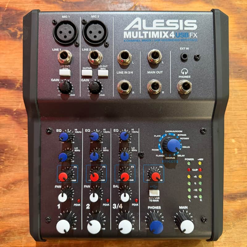 Alesis MultiMix 4 USB FX 4-Channel Mixer with Effects | Reverb