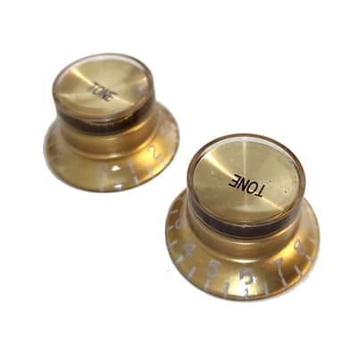 2 Gold NOT engraved TopHat Tone Knobs with Gold Reflector Cap for Gibson SG styl image 1