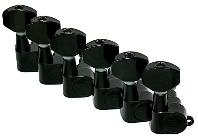 Hipshot BLACK 6-In-Line Non-Staggered Closed-Gear Guitar Machines Tuners w/ UMP image 1