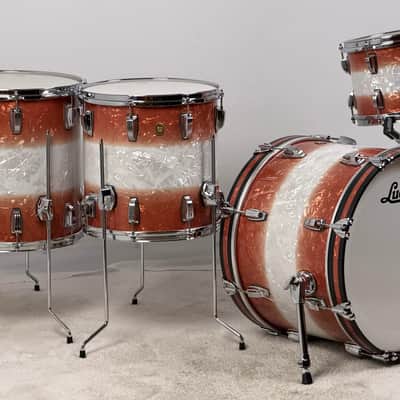 Ludwig 20/12/14/16" Classic Maple Two-Downbeat Outfit - Exclusive Fire Burst Pearl image 3