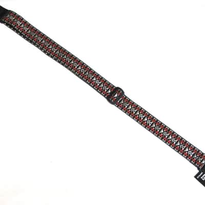 PERRI's Hootenanny Red and Silver Nylon Guitar STRAP - new - 2" wide image 2
