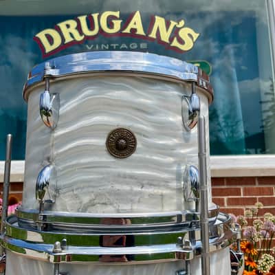 1960s Gretsch Progressive Jazz Drum Set Silver (White) Satin Flame 20/12/14 w/ Snare image 15
