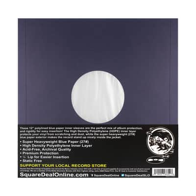(25) 12" Blue Paper Plastic Record Heavyweight Polylined Inner Sleeves 12IABL image 2