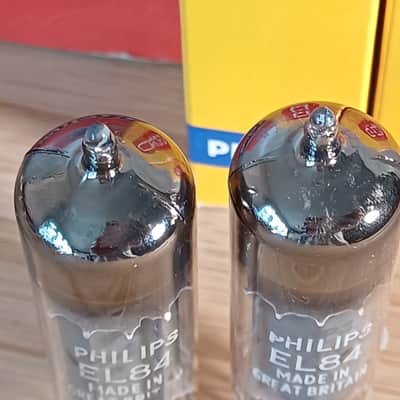 Very rare  NOS NIB 1972 MULLARD Blackburn el84 6bq5 matched pair  KM1  UK Philips label very strong Vox ac15 Marshall Echolette image 6