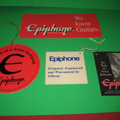 Epiphone Gibson Dealer Display Set of 4 Promo Tags and Sign 1990's Bild 5
