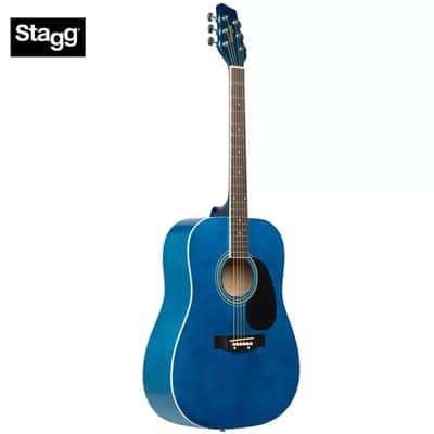 Stagg SA20D BLUE Dreadnought Basswood Top Nato Neck 6-String Acoustic Guitar - Blue image 1