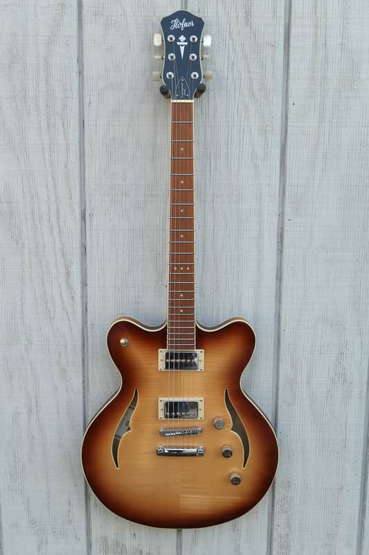 Hofner HCT-VTH-SP-SB Verythin CT SPECIAL Semi hollow Flame Maple Top New like 335 has 2 Humbuckers one a P90 image 1