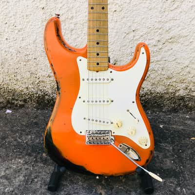 Fender Stratocaster Orange Relic Electric Guitar (Assembled) 1990s image 2