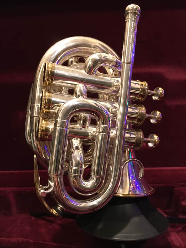 Ultra Rare  Silver with Gold Accents 1971 Holton c-150 Pocket Cornet/Trumpet image 1