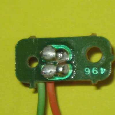 very clean Boss RED LED on a very small rectangle circuit board + green & orange wires (works fine) for Boss compact size pedals - came off of a used 1985 PH-2 Super Phaser pedal) + 2 small pieces of heat shrink tubing (NO: pedal or other items included image 5