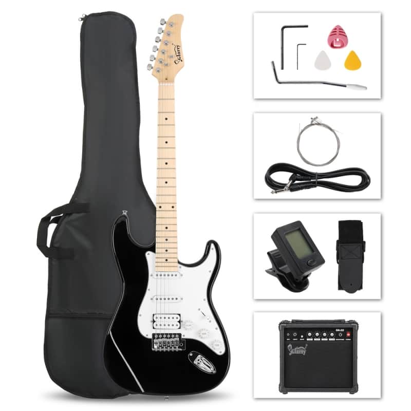 Glarry GST Electric Guitar HSS Pickups w/20W Amplifier - Black image 1