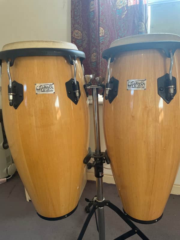 Congos! With stand! Toca Players Series 2000ish - Gloss wood image 1