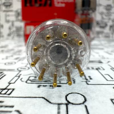 RCA (Mullard) 6922 E88CC (6DJ8) - Gold Pins Black Plates Top Getter Pair image 11