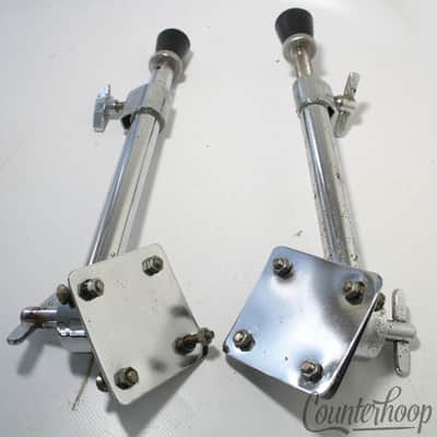 Pearl 2x Bass Drum 70s Spurs+Mounts Heavy Duty Telescoping Legs Chrome Rubber Ft image 3